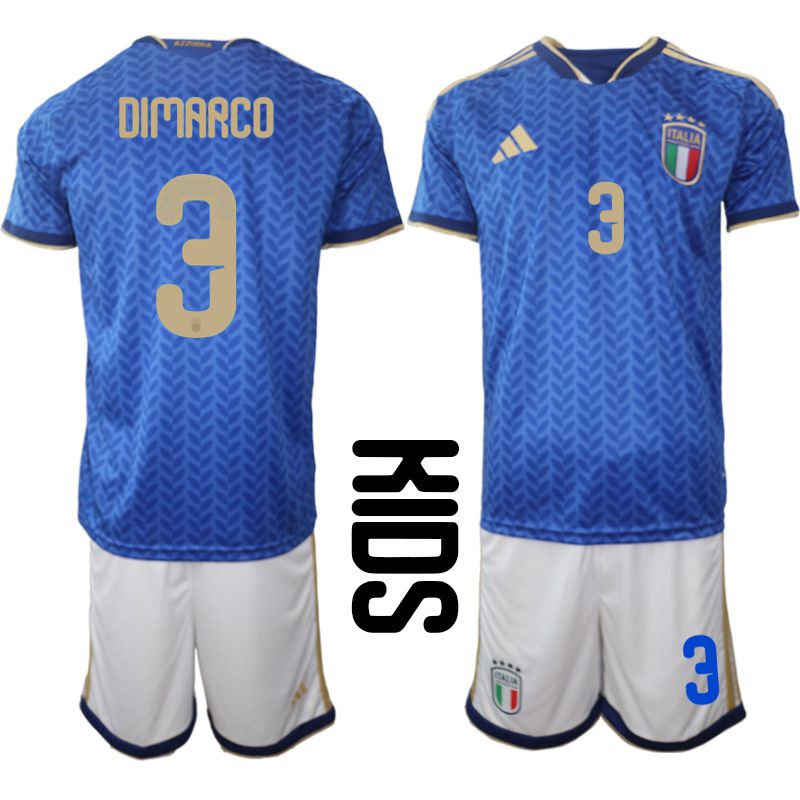 Youth 2026 World Cup National Team Italy home blue #3 Soccer Jersey
